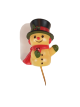Hallmark Merry Miniature Snowman Waving w Redbird Cake Topper Original 1974 - $19.60