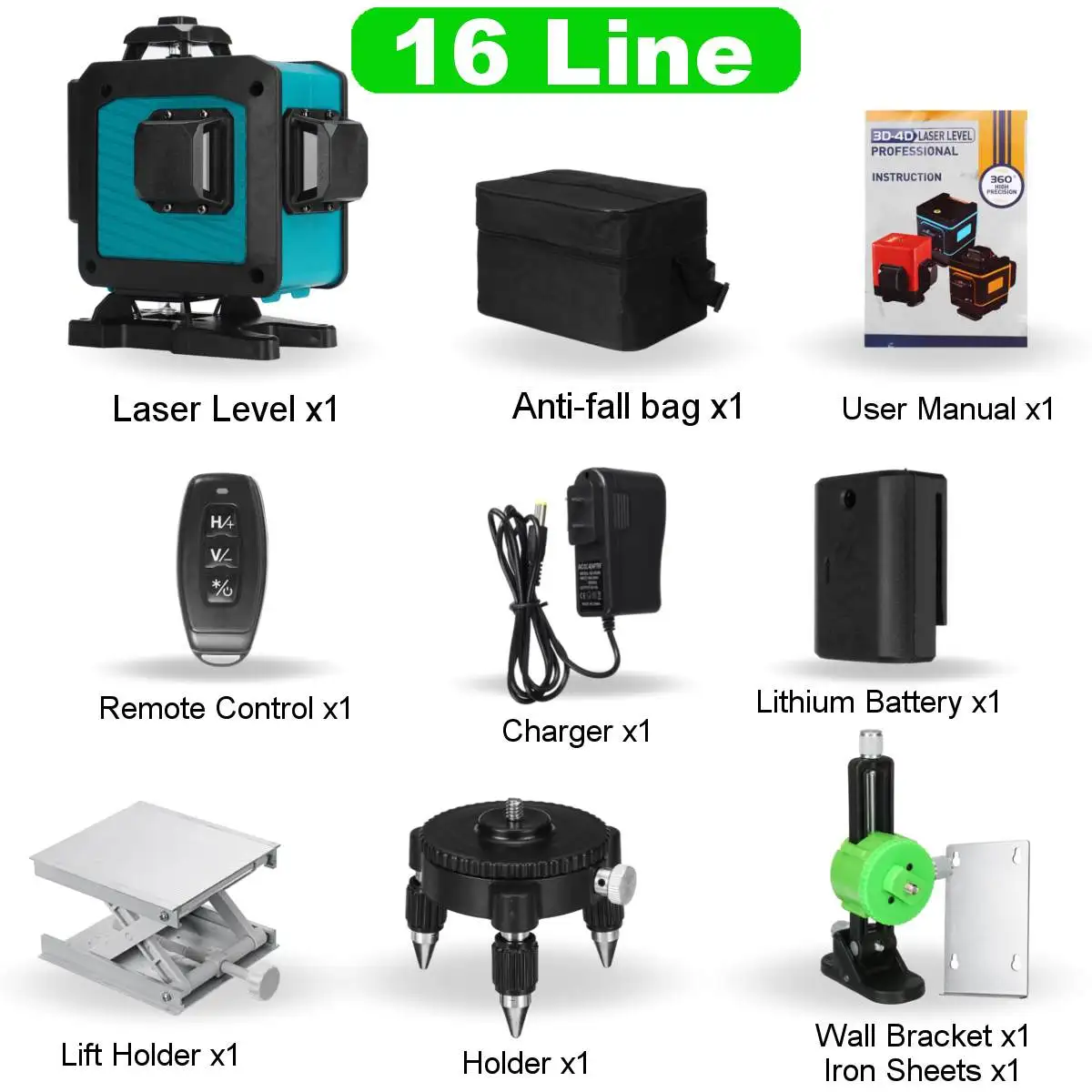 Hot Sale 4D 16 Line Laser Levels 360 Horizontal Vertical Cross Light Las... - $10,694.41 MXN