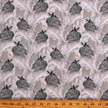 Cotton Owls Birds Animals Snowy Owls Tree Off White Fabric Print by Yard D779.03 - £11.03 GBP