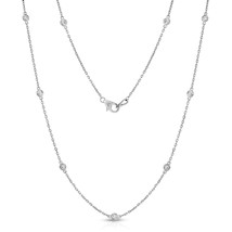 2.00Ct Coupe Ronde Simulé 11-Station Solitaire Collier en Argent - £38.39 GBP