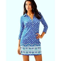 NWT Lilly Pulitzer UPF 50+ Ansley Polo Dress Blue Grotto Engineered Tide... - £50.99 GBP