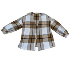 Women’s Bubble Sleeve Cardigan Shaket Sweater Thick Flannel Size Medium  - $13.37