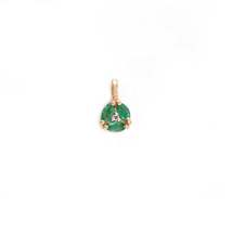 14K Solid Yellow Gold Tiny Emerald Pendant - £95.92 GBP