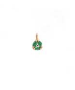 14K Solid Yellow Gold Tiny Emerald Pendant - £95.92 GBP