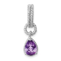 Sterling Silver Amethyst Pear Twisted Pendant Charm Jewelry 27mm x 8mm - £32.36 GBP