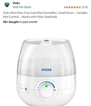 Vicks Mini Filter Free Cool Mist Humidifier, Small Room Variable Mist Co... - $748.32 MXN