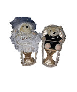 Pair Of 16&quot; Tall Wicker Chair Vintage Lace Lace Trimmed With Bride &amp; Gro... - $59.31 CAD