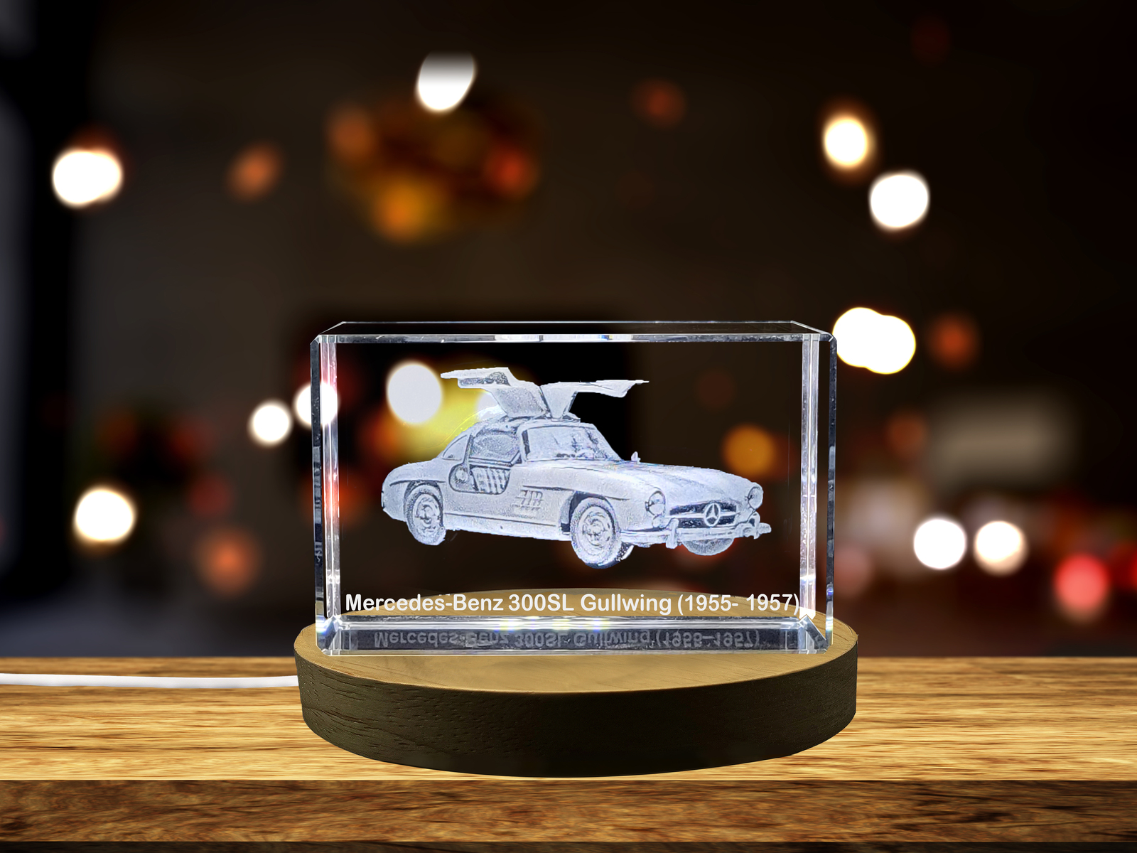 LED Base included | Mercedes-Benz 300SL "Gullwing" Supercar Collectible Crystal