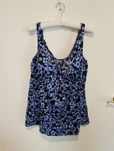 Maxine Of Hollywood Blue Floral One Piece SwimDress Bathing Swim Suit Size 30W  - £20.24 GBP