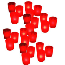 US SELLER ~ 24 FLICKER LIGHT FLAMELESS LED RED TEALIGHT VOTIVES TEA CANDLES - £26.58 GBP