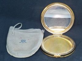 Richard Hudnut Gold Toned Mirror Compact Sun Ray Design Signed w/ Bag - $31.17