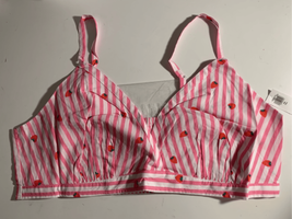 OLD NAVY Strawberry Striped Bra Top-NEW Pink/White Retro Modal/Cttn XXLTall - £9.89 GBP