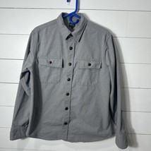 VTG LL Bean Shirt Mens M Chamois Shirt Flannel Button Gray Cursive Scrip Logo - £13.18 GBP