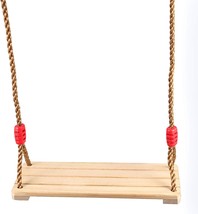 Wooden Swing Seat, Hanging Wood Swings Chair, Wooden Tree Swing With Adj... - $37.95