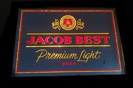 JACOB BEST PREMIUM LIGHT BEER LIGHTED MIRROR SIGN - 20&quot; x 14&quot; x 5&quot; - £38.92 GBP