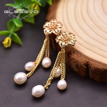 GLSEEVO Natural Fresh Water White s Flower Tassel Dangle Earrings For Engagement - £16.62 GBP