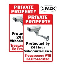 2x Private Property 24 Hour Surveillance 6 mil Indoor Outdoor Vinyl Decals - $7.87