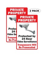 2x Private Property 24 Hour Surveillance 6 mil Indoor Outdoor Vinyl Decals - $10.72 CAD