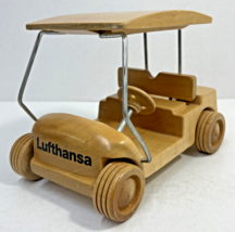 Lufthansa Wooden Golf Cart Desktop Model 7&quot; x 4.5&quot; x 5&quot; - Vintage - $99.99