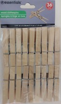 CLOTHES PINS WOODEN SPRING-CLAMP 36 Pins/Pk Laundry Clothes Lines Crafts - $2.96