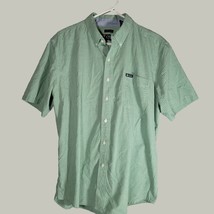 Chaps Mens Button Down Shirt Large Short Sleeve Green Pattern  - $14.96