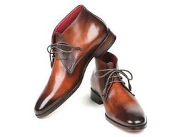 Paul Parkman Mens Shoes Boots Camel Brown Chukka Leather Handmade CK53BRW - $469.99