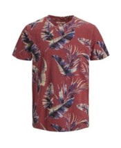 $35 Jack &amp; Jones Men&#39;s New High Summer Short Sleeved Floral Tshirt Red Size XXL - £22.39 GBP