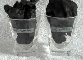 2 Jameson Irish Whiskey Shot Glasses Embossed Square Base J J &amp; S 1.5 OZ - £19.57 GBP