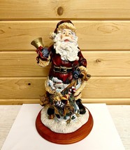 Santa Vintage Christmas Figurine Wood Base 11&quot; Holiday Decoration - £23.23 GBP