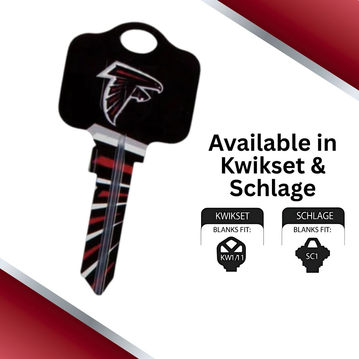 Atlanta Falcons NFL Team Keys Available for Kwikset or Schlage Locks - $11.99