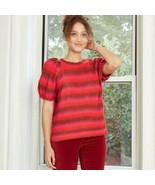 Universal Thread Women&#39;s Short Sleeve Crewneck Pullover Sweater Red Medi... - $183.03 MXN
