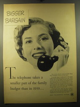 1950 Bell Telephone Ad - Bigger Bargain The Telephone takes a smaller part - £14.55 GBP