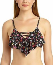 California Waves Juniors Floral Flounce Bikini Top Size D/DD Swim Top - NWT - $8.99