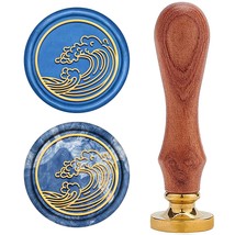 Wave Wax Seal Stamp Wave Sealing Wax Stamps Spindrift Retro Wood Stamp W... - £11.70 GBP