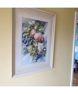 Large VTG WATERCOLOR STill Life Fruit Grapes. FLORAL PAINTING SIGNED  19... - £89.59 GBP