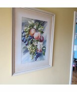 Large VTG WATERCOLOR STill Life Fruit Grapes. FLORAL PAINTING SIGNED  19... - $113.85