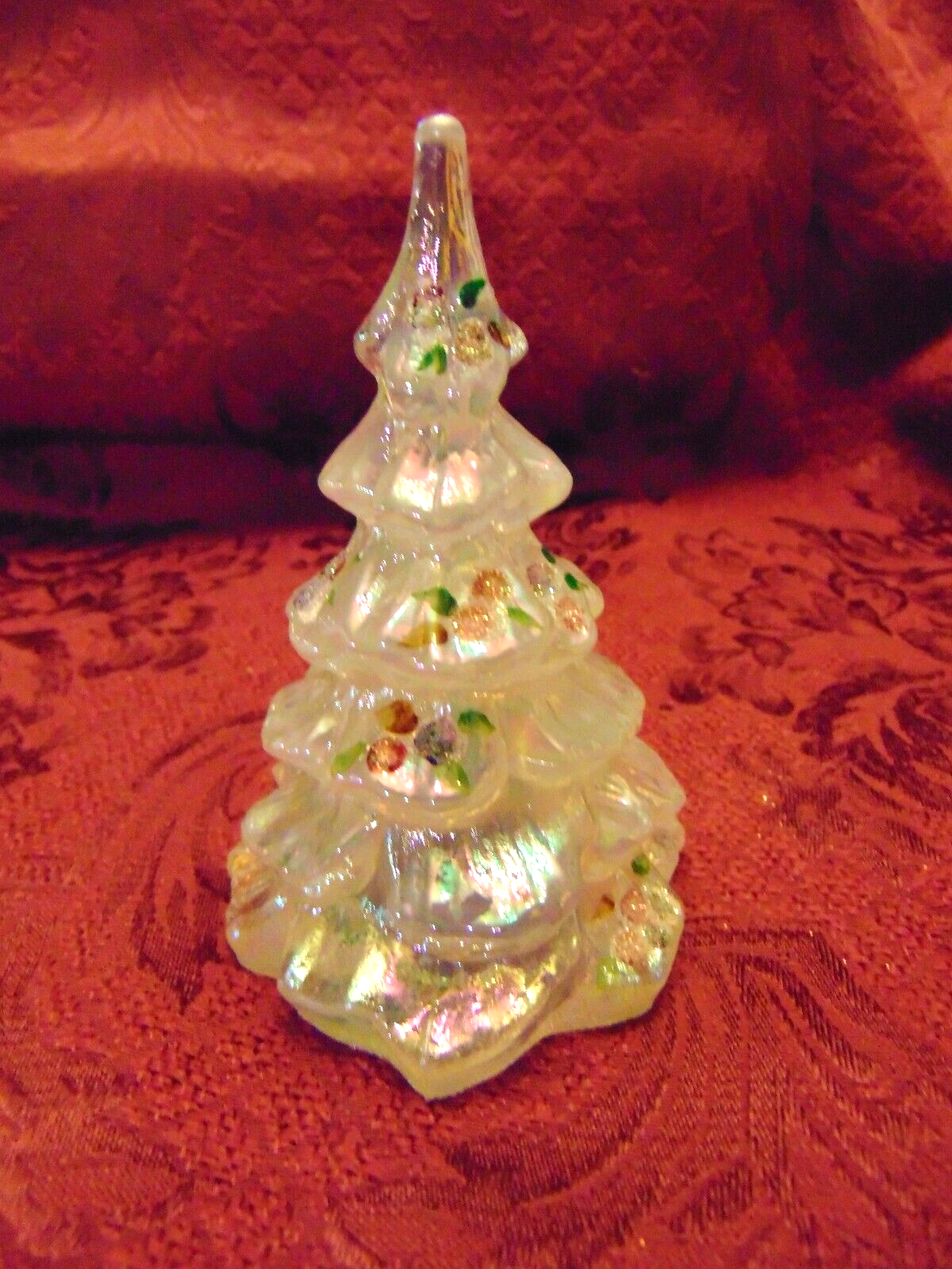 Primary image for Fenton Christmas Tree French Opal with Light Moon Roses