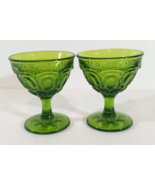 Set of 2 L.E SMITH MOON AND STARS GREEN WINE CHAMPAGNE TALL SHERBERT Gla... - $32.57 CAD