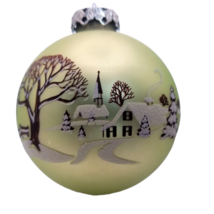 Vintage Christmas Ball Glass Winter Scene BRONNERS Austria Snow View Church Tree - £31.42 GBP
