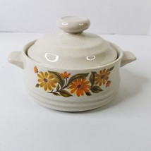 Vintage Capri Stoneware Bake Serve and Store 5&quot; Baking Dish Covered Lid Daisies - £11.92 GBP