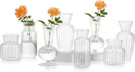 Mini Glass Vases For Centerpieces - Hewory Clear Small Bud Vases In, Clear, 8 - £42.45 GBP