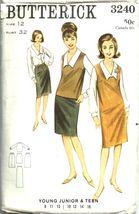 Sewing Pattern Butterick 3240 Junior Jumper Skirt Blouse Size 12 Vintage - $4.55