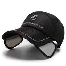 Telescopic Brim Cap Sunshade Hat Men&#39;s Casual Sunblock Fishing Cap Golf Cap Embr - £11.45 GBP