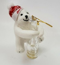Vintage Coca Cola plush Polar Bear with bottle Christmas Ornament  1998 - £6.39 GBP