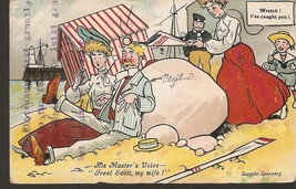 UK Humour Comic postcard Seaside Spooners Catches man on Beach Valentine&#39;s 1912 - £7.81 GBP