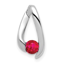 14K Gold Ruby July Diamond Slide Pendant Jewelry 17.4mm x 8.7mm - £226.60 GBP