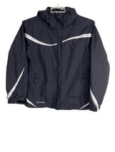 Columbia Womens Jacket Adult Size Large Hood Pockets Gray Rain Coat Buttons - $34.90