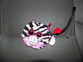 Ty Beanie Boos 5&quot; Zoey Zebra Fashion Soft Wristlet Coin Purse Strap New - £10.49 GBP