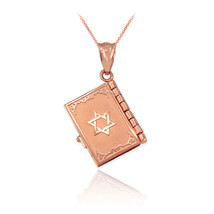 Rose Gold Judaic Ten Commandments 3D Jewish Bible Necklace - £244.77 GBP+
