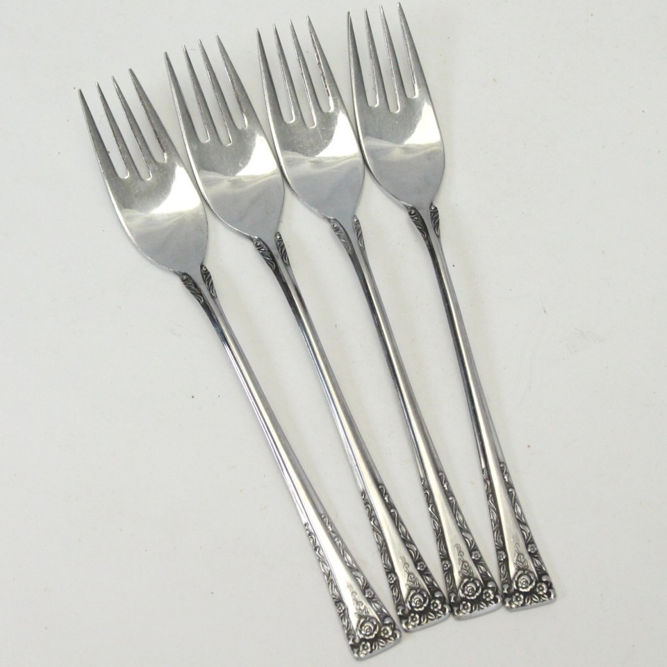 National Stainless Beauvais Salad Forks 6-3/8&quot; Glossy Stainless Lot of 4 - $35.27